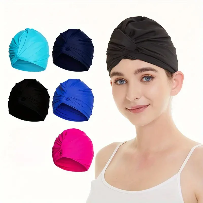 1 Stück rutschfeste Badekappe für langes, lockiges, dickes Haar und Zöpfe – perfekt für Strand und Pool mit flexibler Passform – Detail 2