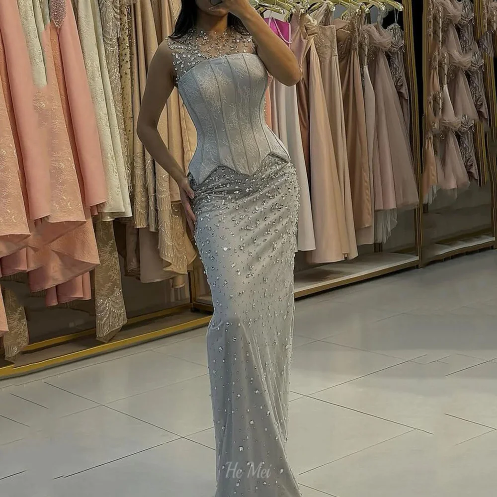 Vestido de noche Sexy de sirena, vestidos de fiesta de encaje con cristales de tanque personalizados, vestido de fiesta Vintage, فسات -.mavera