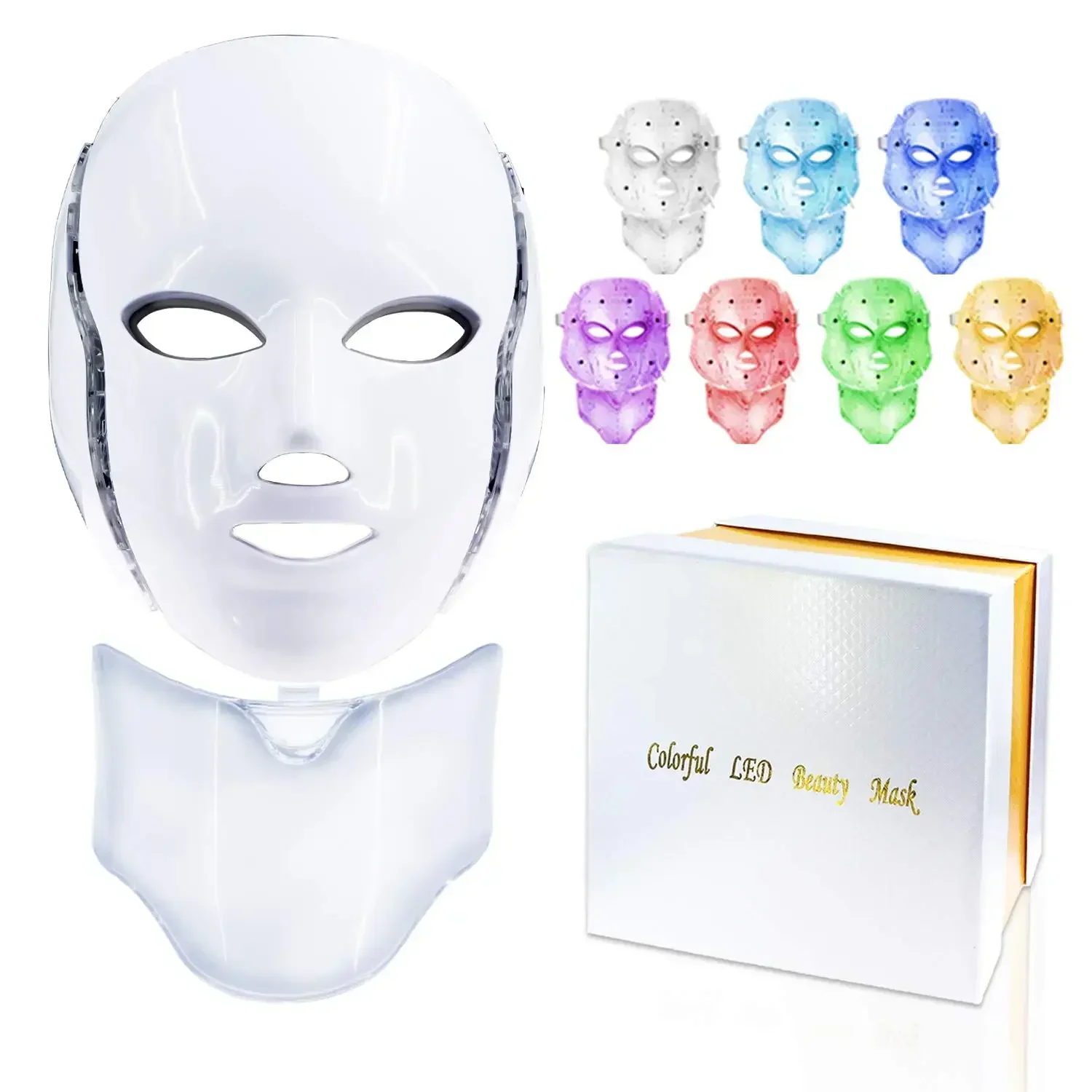 Led Face Mask Light Therapy 7 Color Led Light Therapy Facial Mask Blue Red Light Therapy for Face Acne Reduction Skin Care Mask