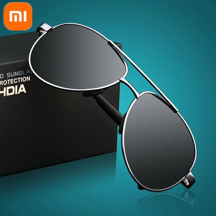 2022 xiaomi mijia Men's Polarized Sunglasses Anti-UV400 Metal Frame Gray Lens Driving Travel riding Sunglasses V1306