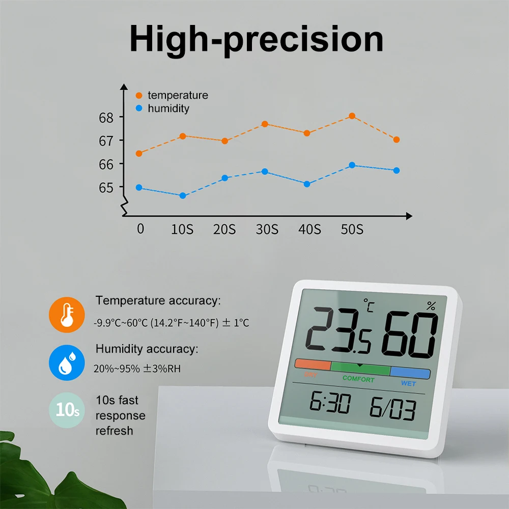 محطة الطقس الرقمية الصغيرة المنزل داخلي درجة الحرارة مقياس الرطوبة LCD ميزان الحرارة الرقمي الرطوبة الاستشعار
