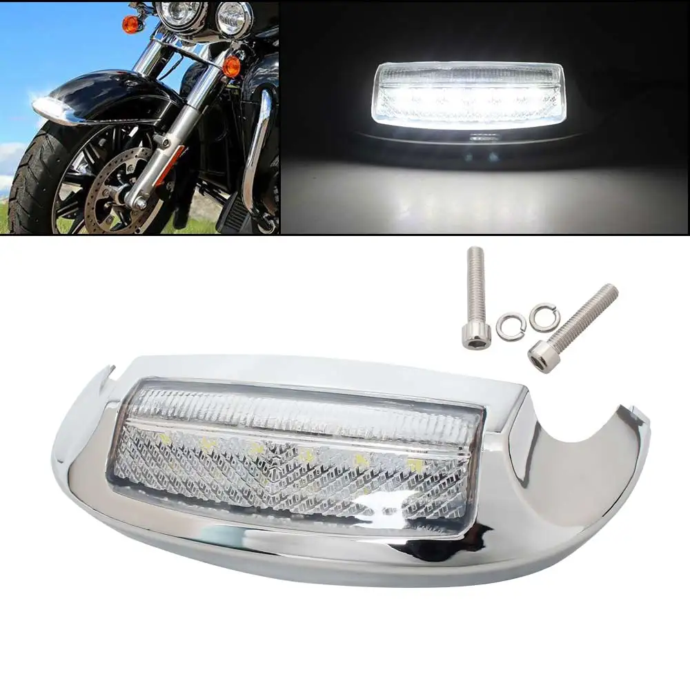 Acessórios para motocicleta luz de ponta de para-lama dianteiro luz led para harley touring electra glide ultra limitado flhtk tri glide 2014-2023