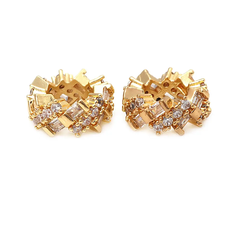 4PCS Brass Zircon Large Hole Spacer Beads Bracelets Beads High Quality Diy Jewelry Accessories Making Rosediy official-website