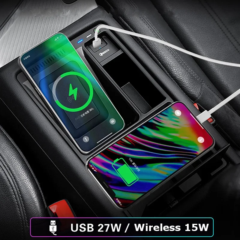 Wireless Charger For Audi A4L S4/A5 2016-2024 Special Car Mobile Phone 15W Fast Charging Pad USB Charger Plate Car Accessories