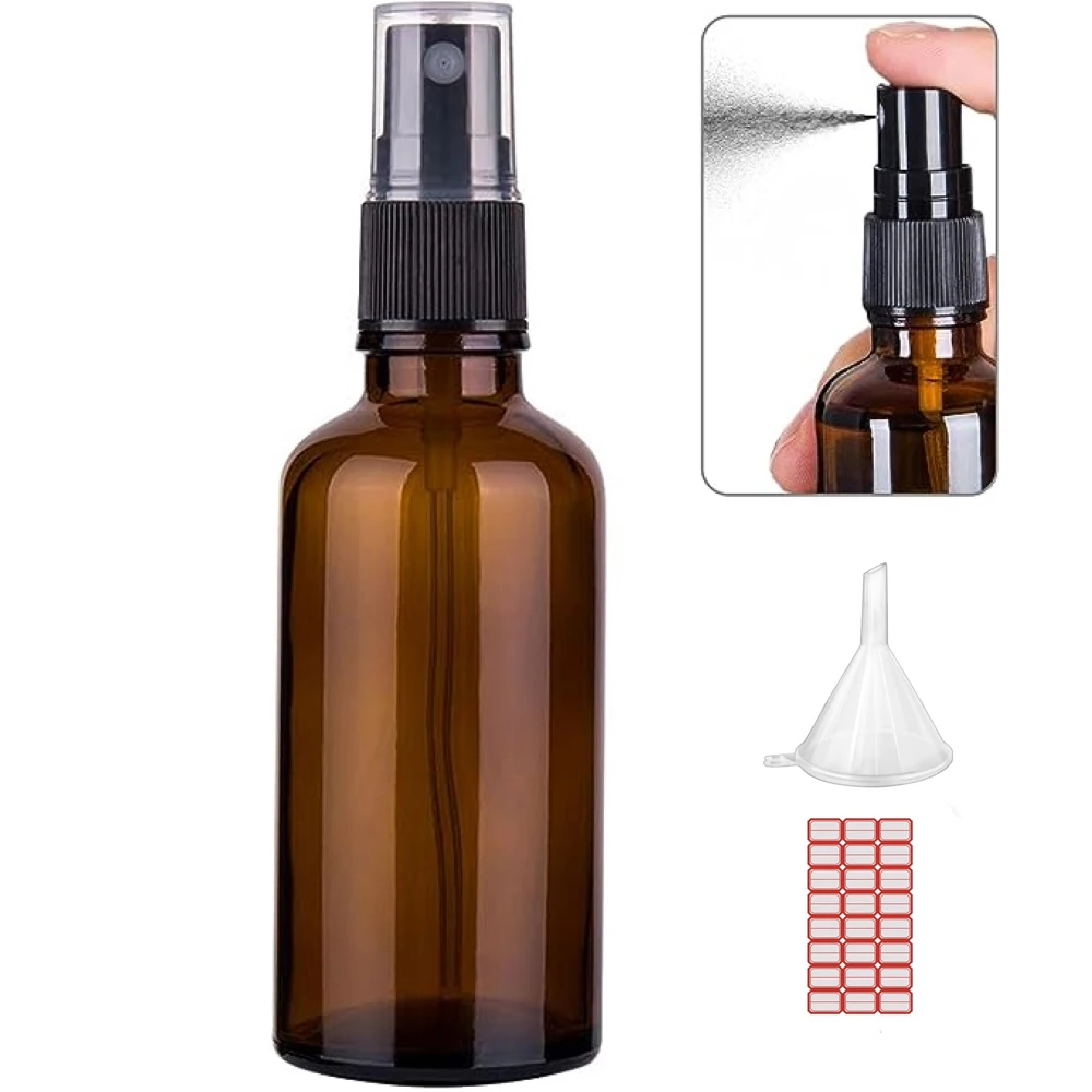 1Pcs 5ml-100ml  Empty Amber Fine Mist Small Glass Spray Bottles Set For Essential Oils Perfume Cleaning Solutions