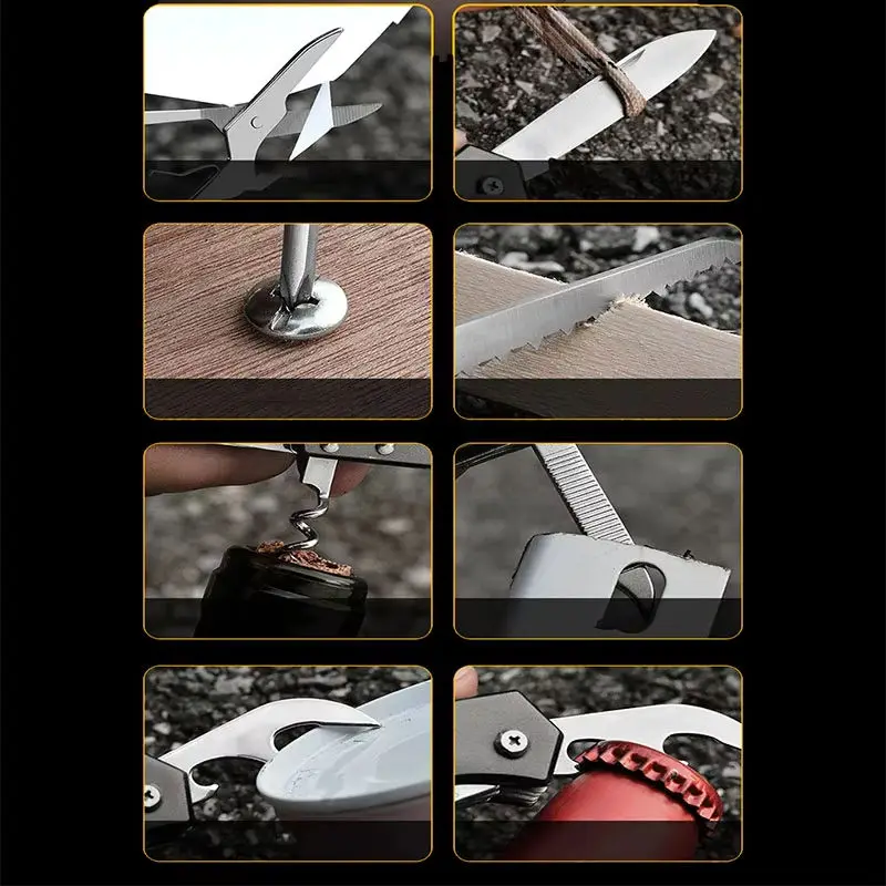 Outdoor Multitool Folding Swiss Knife Camp EDC Knife Portable Scissors Bottle Opener Military Fold Pocket Knife Protect Tool