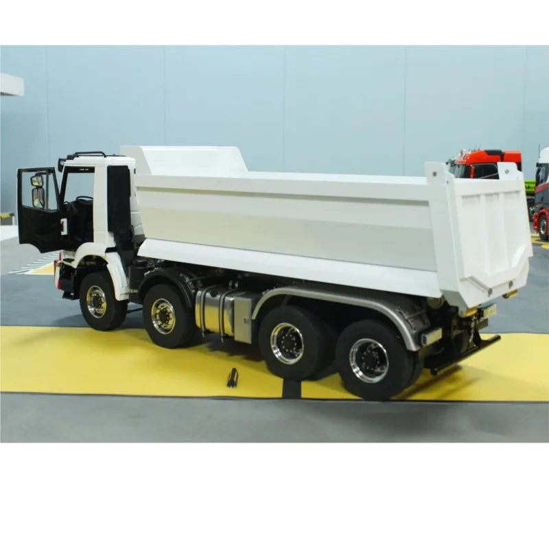 Metal 1/14 8x8 RC Hydraulic Dumper Truck Radio Control Full Tipper Sound Light 3-speed Transmission Differential Lock Axles Toy