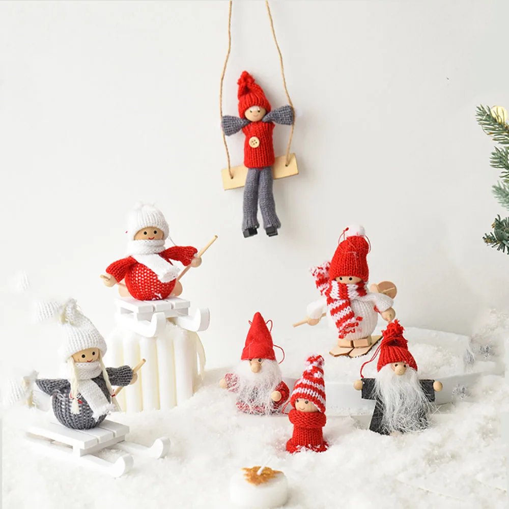 Christmas Wool Felt Decoration Hanging Pendant Angel Dolls Boys Girls Ski Kids Diy Crafts Holiday Party Xmas Tree Home Ornament