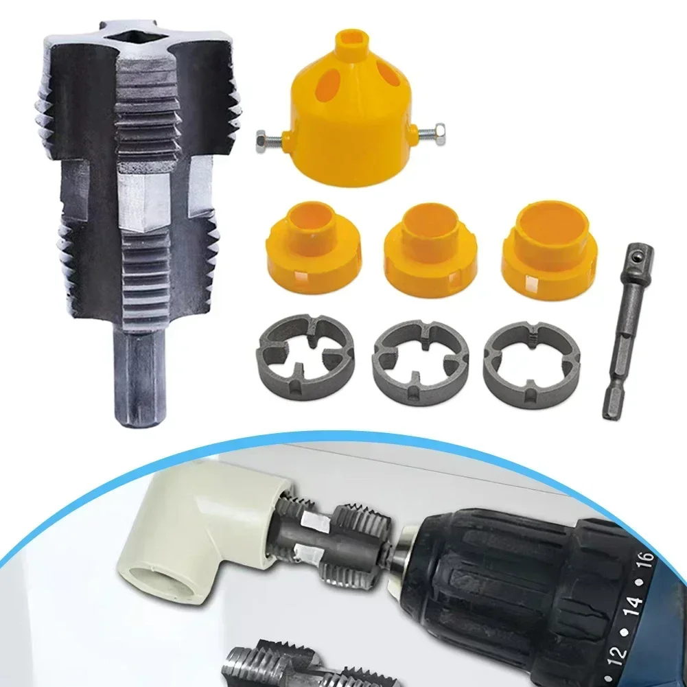 PVC Pipe Threader Kit Dies Pipe Threader Plastic Pipe Thread Die Kit For 4-Point 6-Point PVC Plastic Pipes Plumbing Repair Tools