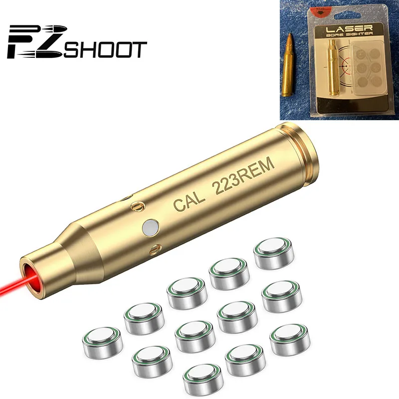 

Bore Sight class IIIA Red Laser For Handgun Rifle 223 5.56mm Cal with Extra Batteries High Accuracy EZshoot Hunting