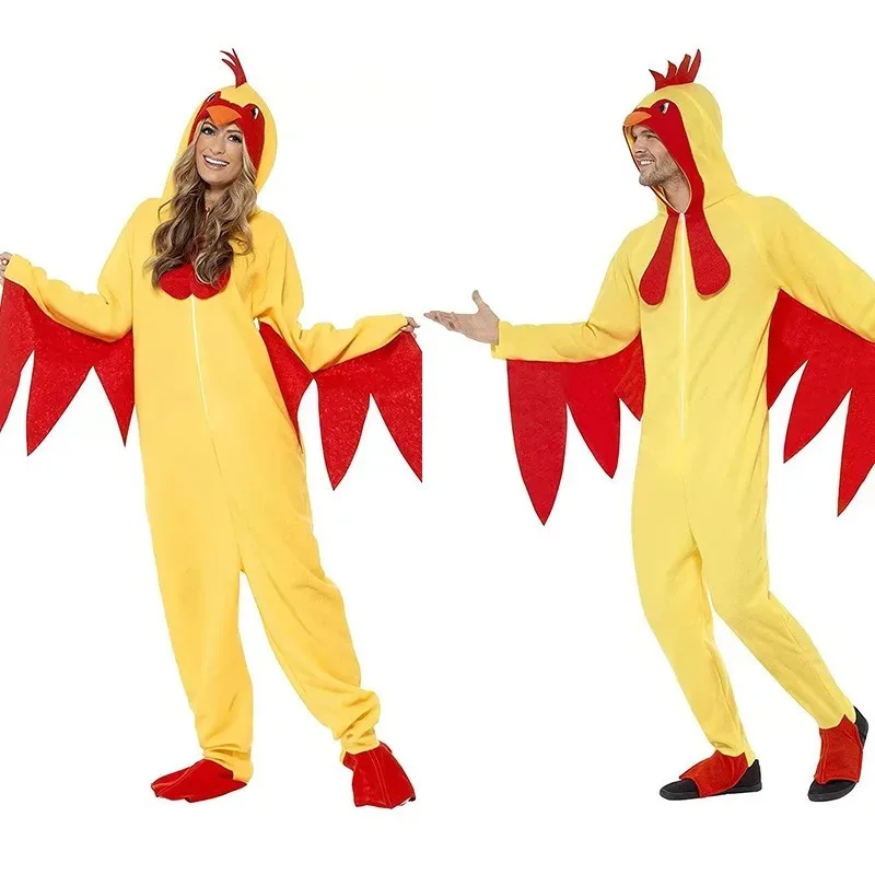 Halloween Rooster Costume Men Women Funny Animal Cosplay Outfit Chicken Adult Suit Comedy Stage Performance Bird Role Play Party view 3