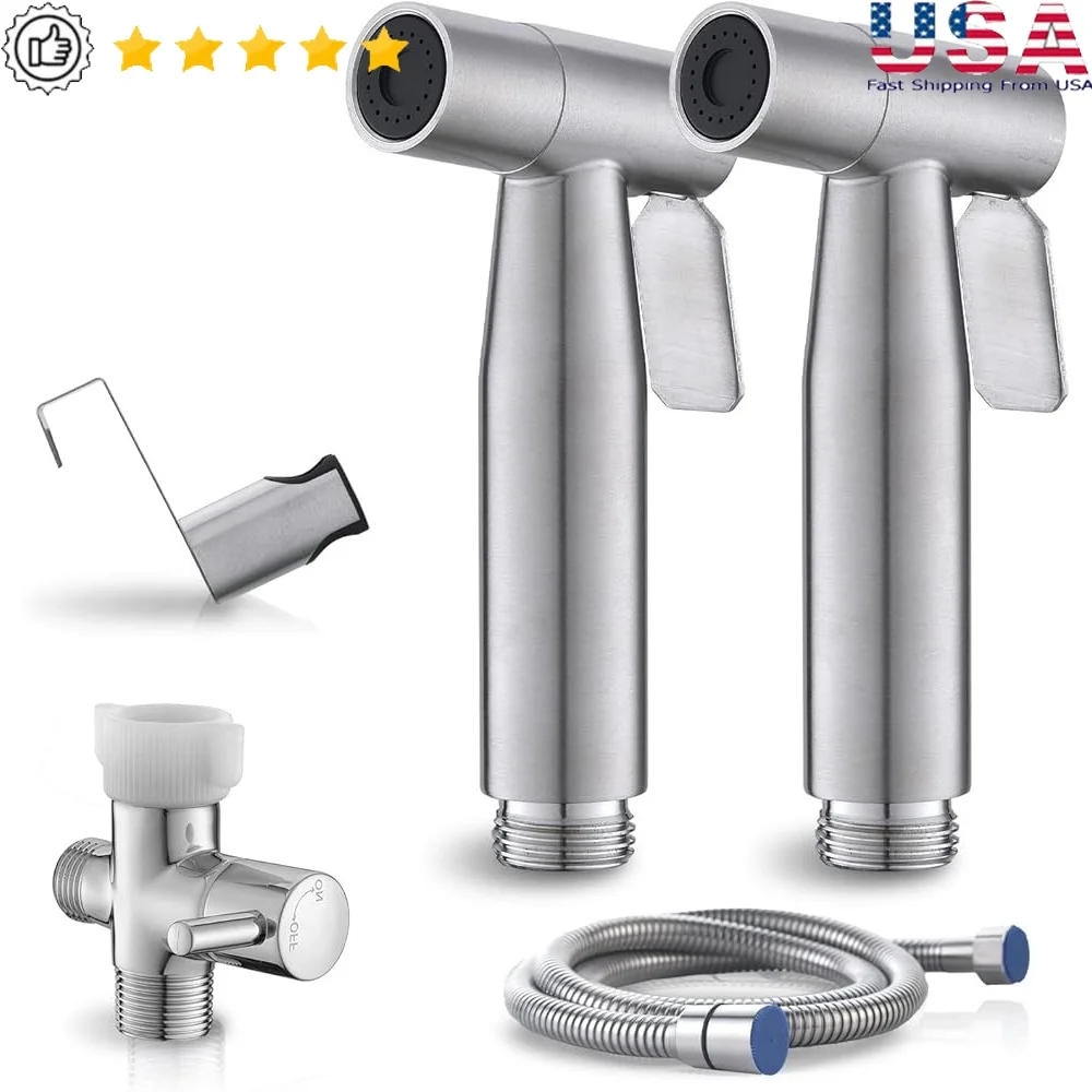 

2 упаковки, регулируемый ручной распылитель для биде, туалетный душ с двойными вариантами крепления, распылитель для тканевых подгузников, герметичный, нержавеющая сталь