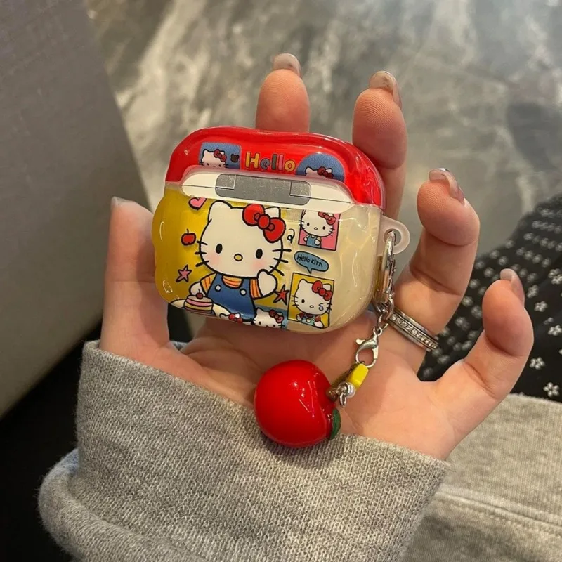 Hello Kitty Headset Case Sanrio Anime Cartoon Printing Kawai Bluetooth Headset Case Airpods Pro Decorative Ornament Holiday Gift view 4
