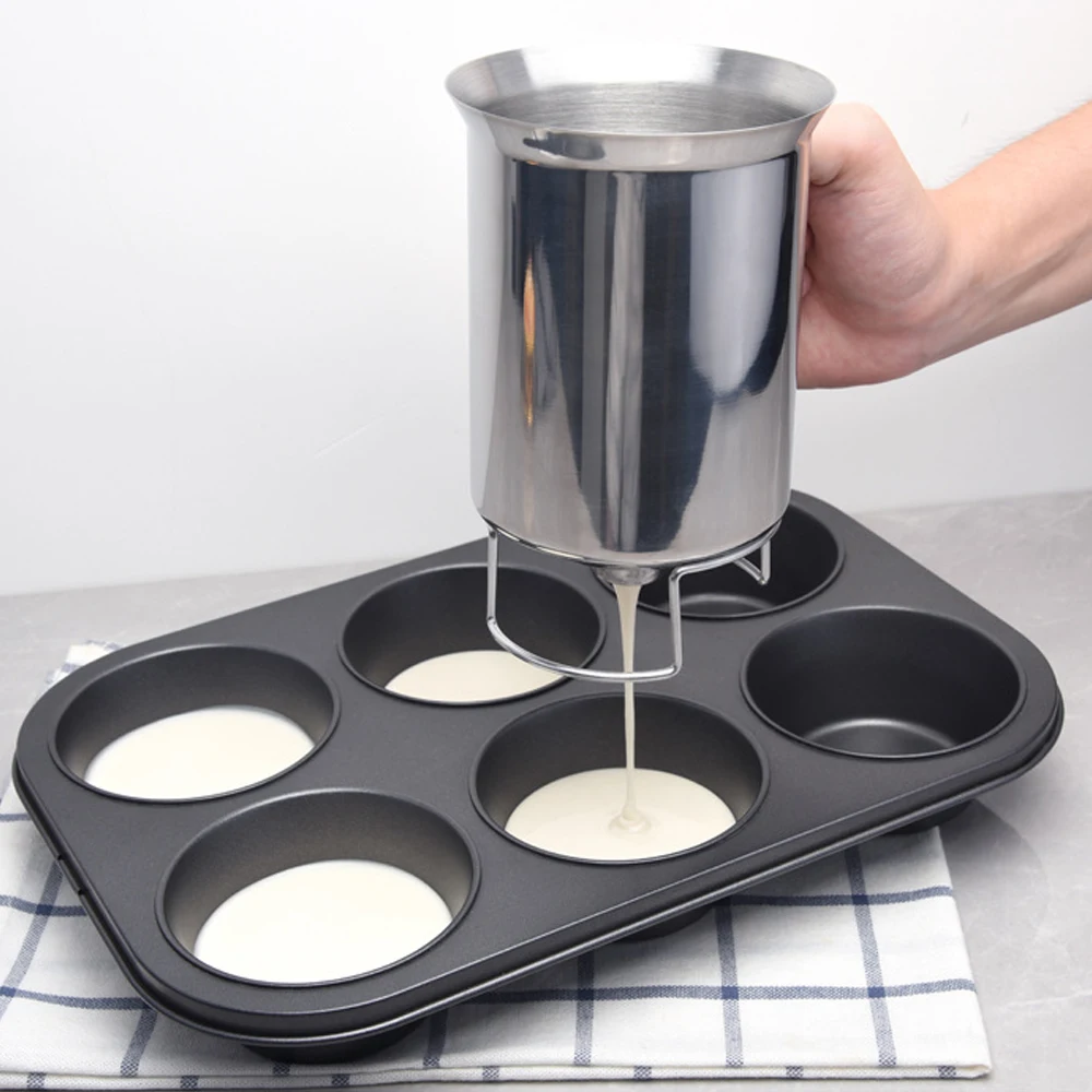 Piston Funnel With Support Funnels Household Machines Cake Cupcake Dough Dispenser Batter Dispenser Kitchen Tool Stainless Steel