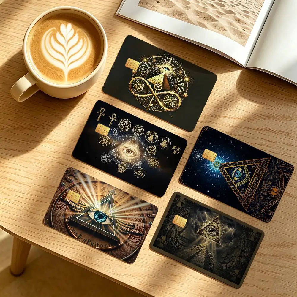 Mystical Style Eye of Providence Credit Card Public Transportation Cards Protective Sticker Waterproof Card Face Decoration 4PCS