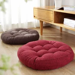Thick Tufted Seat Cushion Natural Linen Round Floor Pillow Seating Cushion Home Décor Pouf for Meditation Yoga For Adult Kid Pad