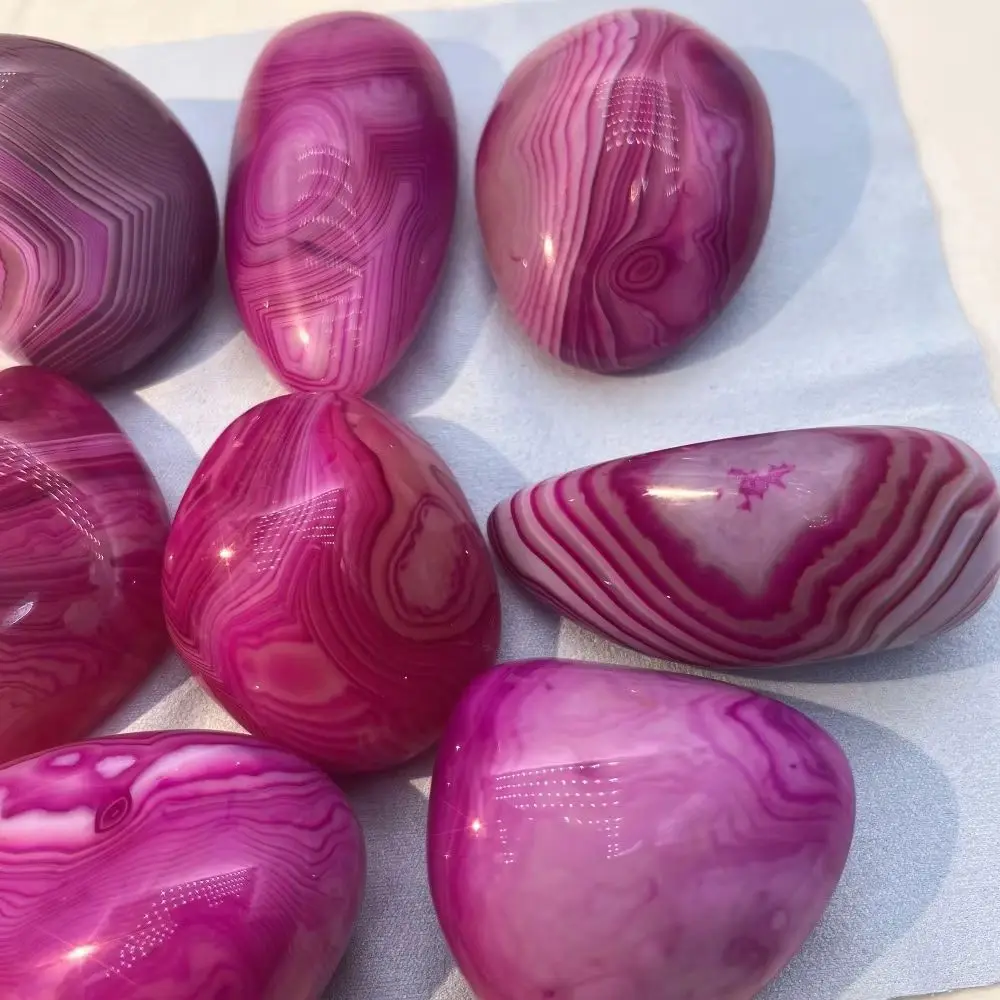 Rose Red Twisted Agate Polishing Palmstones Crystals Mineral Specimen Healing Gemstone Witchcraft Spiritual Home Decoration Gift