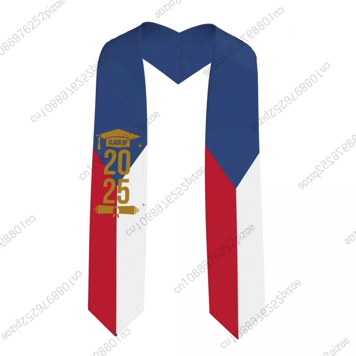 

New Czech Republic Flag Class Of 2025 183*13CM Graduation Stole Sash Scarf For International Students Proud
