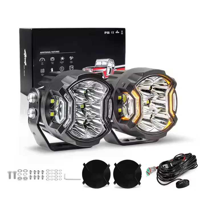 

12 В 24 В АВТОМОБИЛЬНЫЙ внедорожник UTV Offroad IP68 Желтый свет Вспомогательная лампа грузовика 3-дюймовая светодиодная фара Противотуманная фара для автомобиля с жгутом проводов