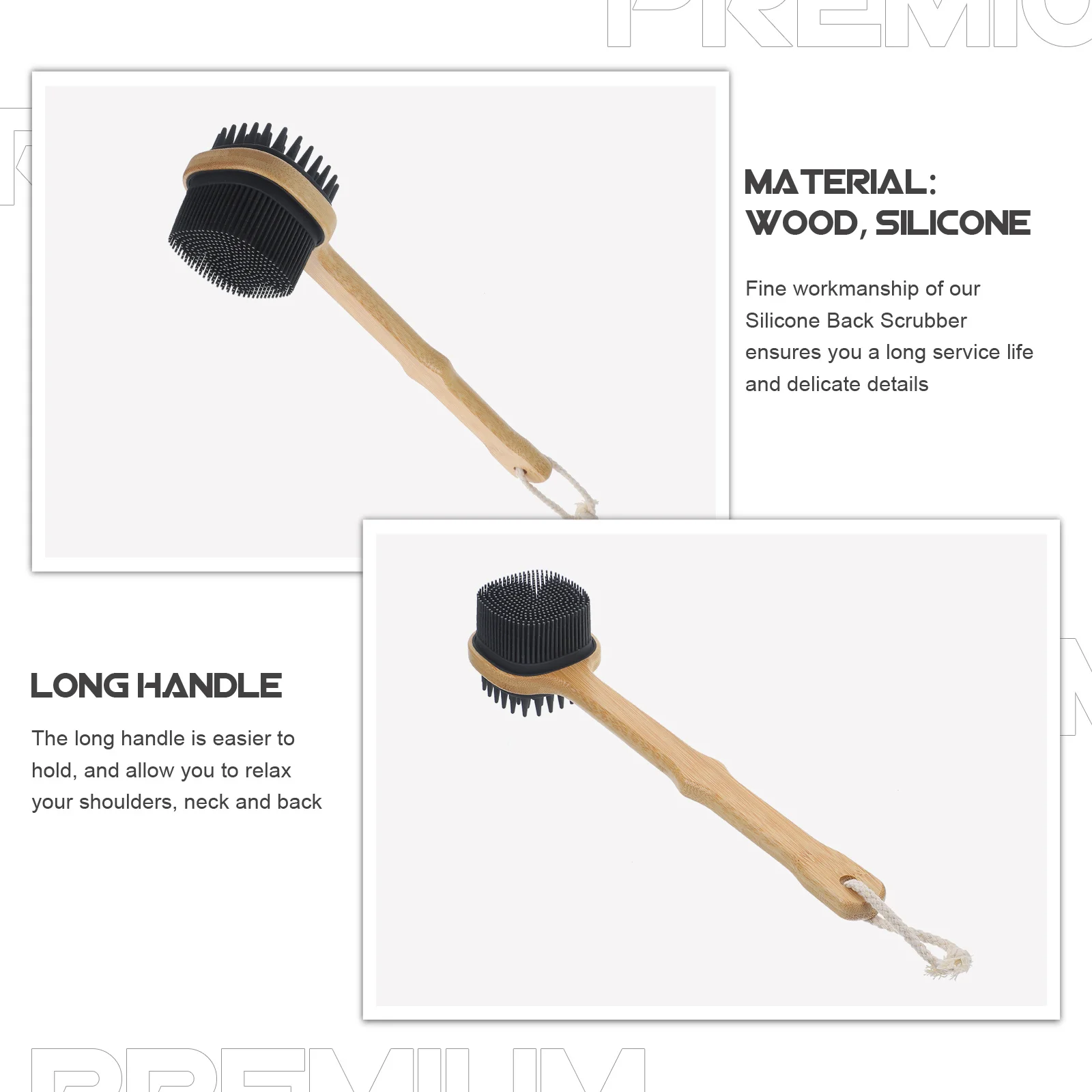 

Portable Long Handle Back Scrubber Silicone Shower Brush for Daily Use and Gift Suitable Bathing Silicone Body Scrubber