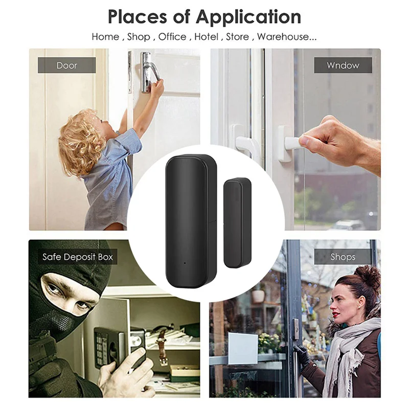 

【58% OFF】2X Tuya Wifi Smart Door Window Sensor Home Indoor Door Magnetic Detector Compatible With Alexa & Google Home Black