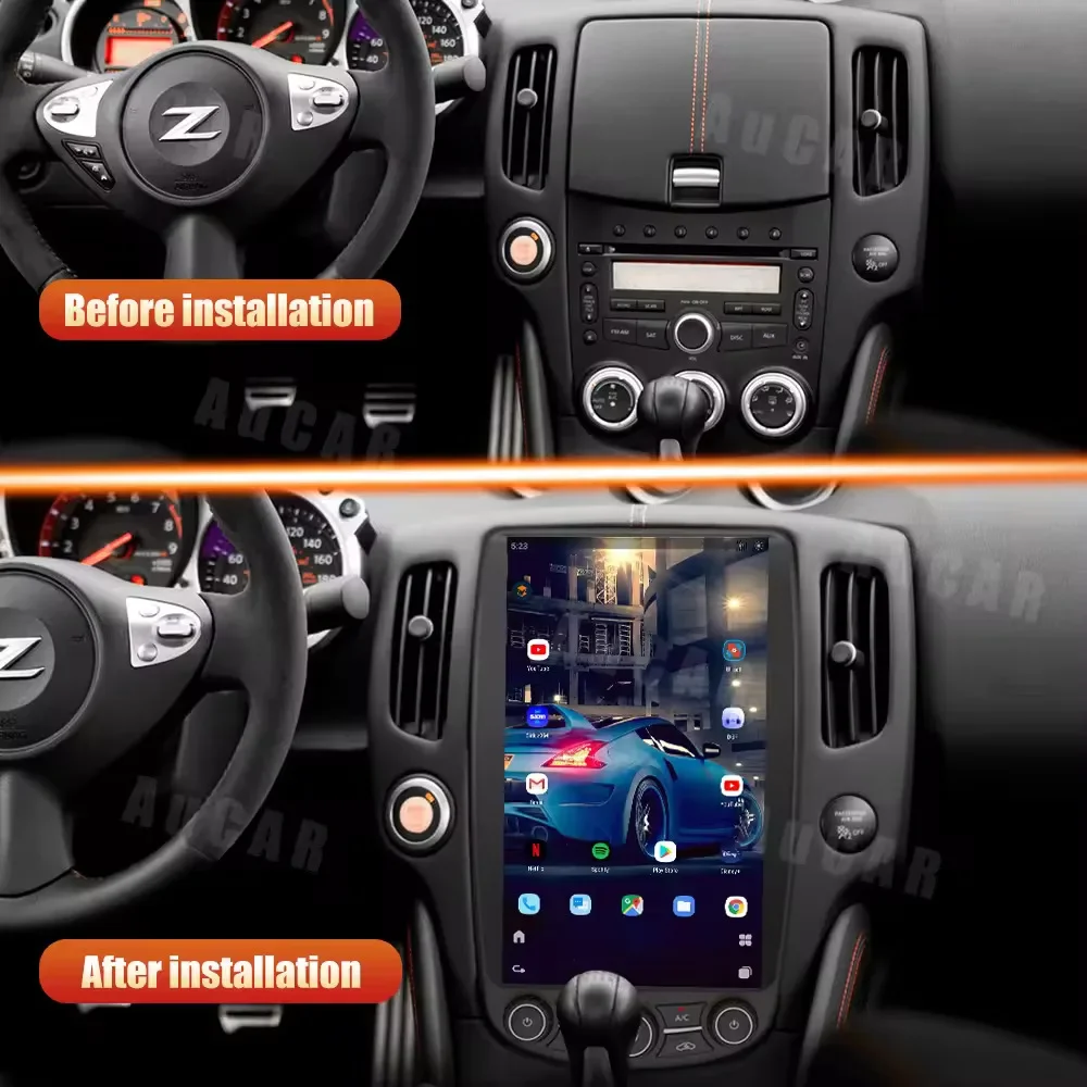 Aucar 13.6 "android 13 reprodutor multimídia navegação gps rádio do carro reprodutor de dvd eletrônica automática para nissan 370z 2009-2021