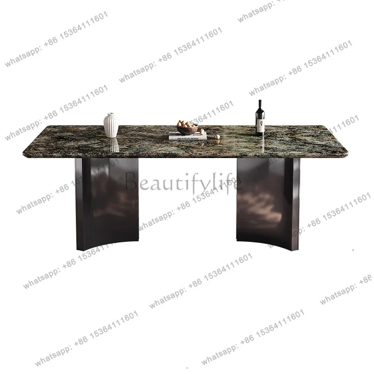 

Luxury stone platinum diamond dining table Household Italian minimalist high-end natural marble high-end dining table