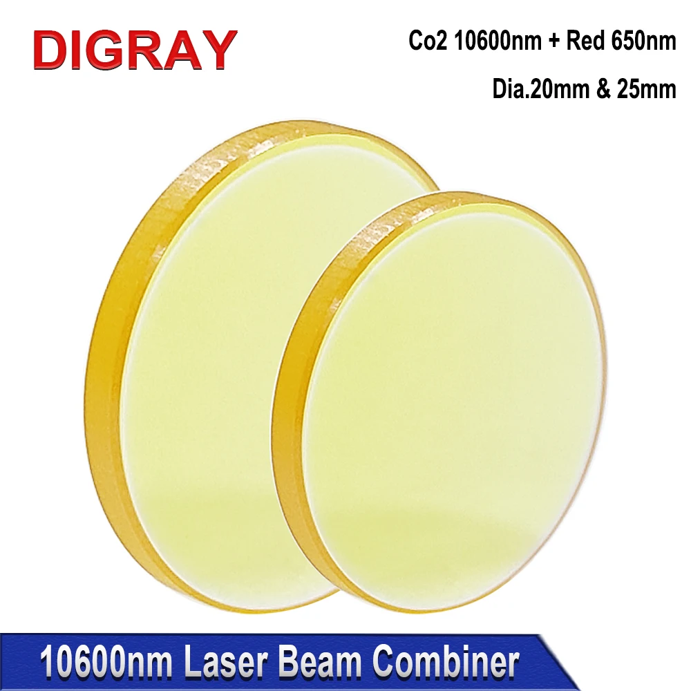 DIGRAY  Laser Beam Combiner Lens 10.6um Diameter 20mm 25mm, Suitable For Co2  Engraving Machines and Laser Marking Machines