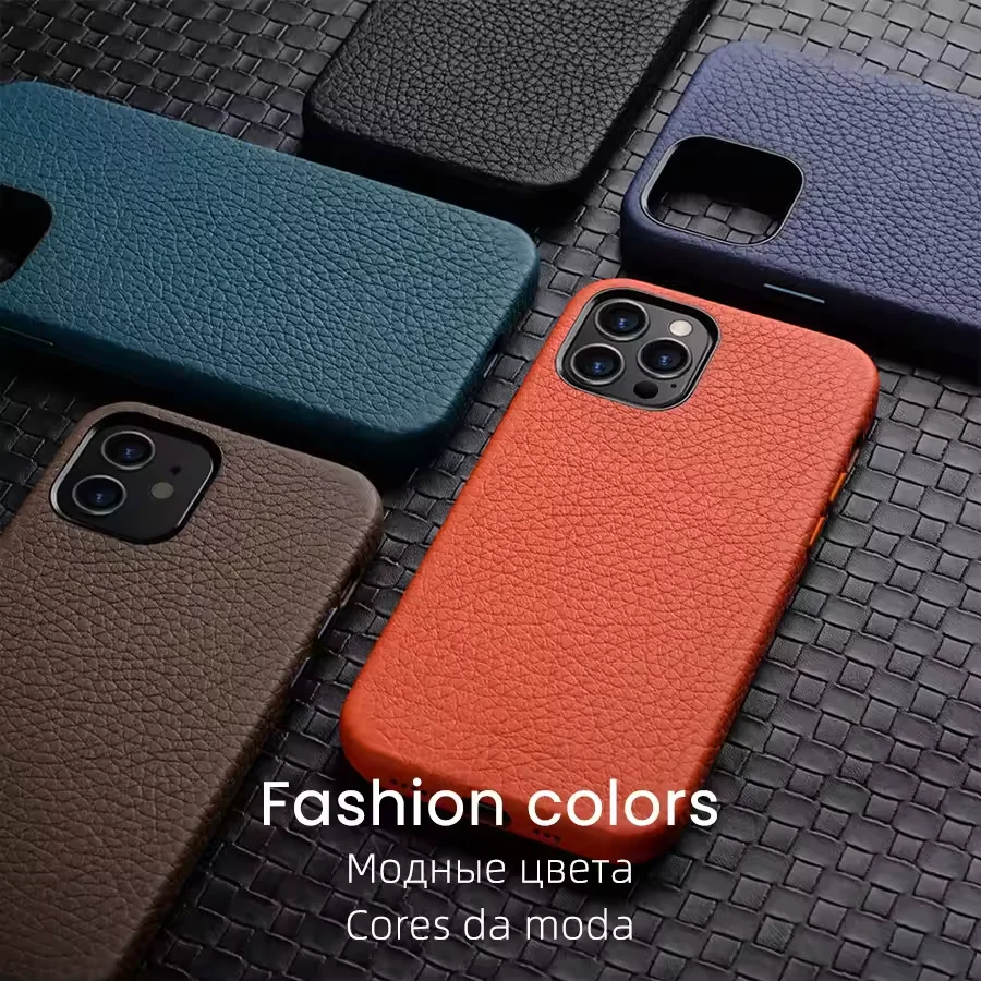 

French Premium Cowhide Case for iPhone 14 Pro Max 12 13 Luxury Brand Same Genuine Leather Business Fashion Phone Cover