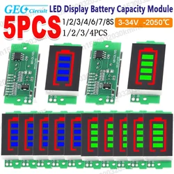 リチウム電池容量インジケータモジュール,電気車両バッテリーテスター,4セクション,1〜5個,1,2,3,4,6,7,8s,3-34v 5ma