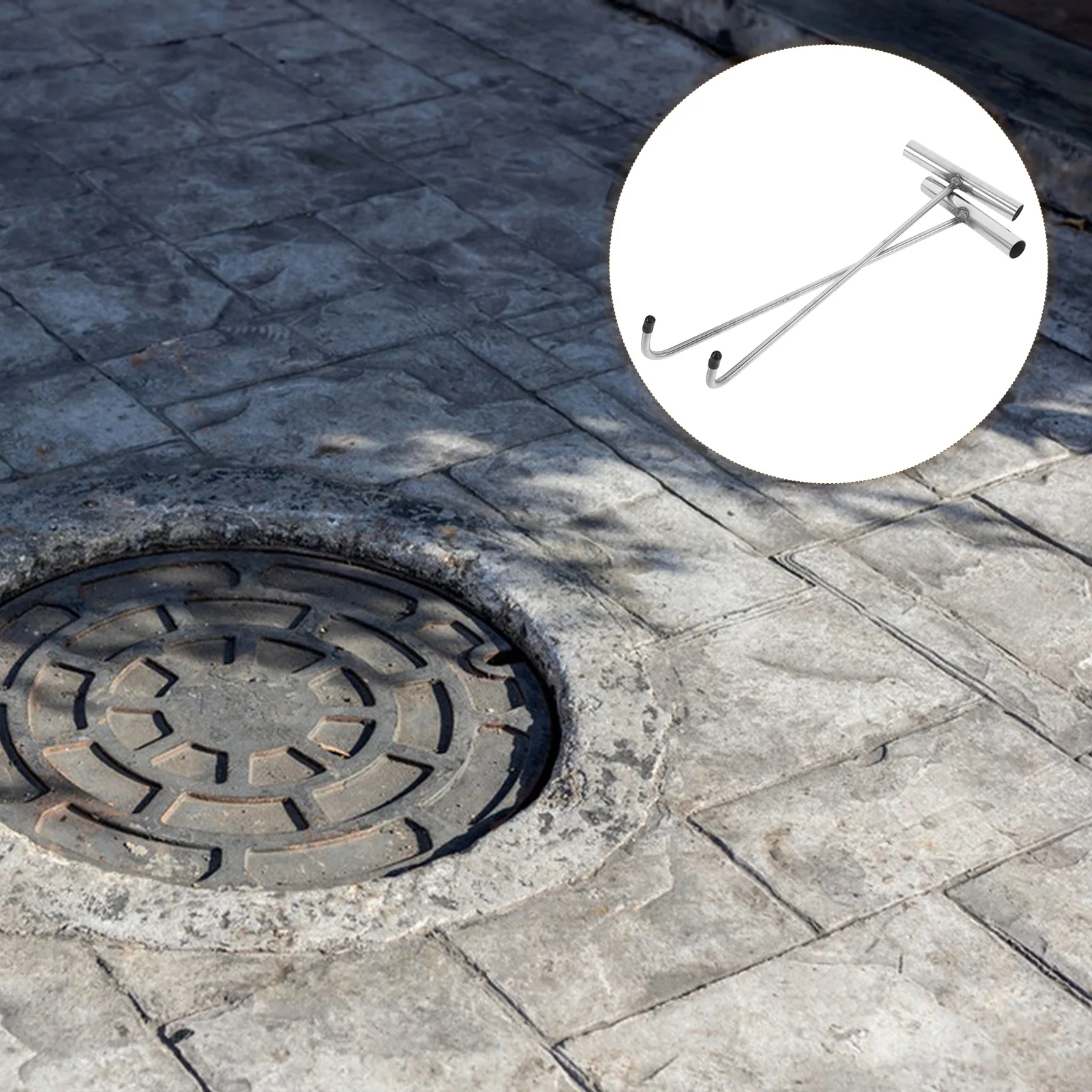 

2 Pcs T-hook Manhole Cover Lifter Tool Coat Hanger Barbecue Practical Roller Shutter Door Stainless Steel Lifting