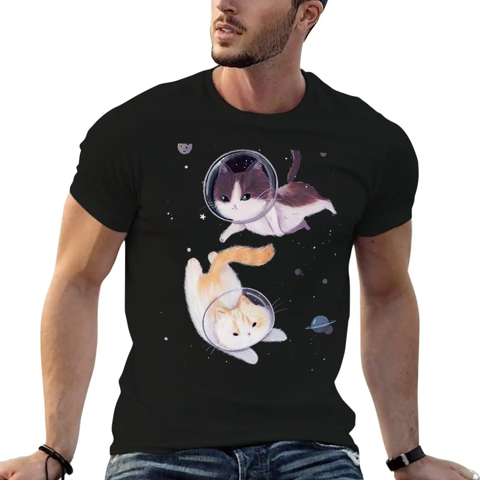 

Cats Swimming in The Space T-Shirt shirts graphic tees blacks t shirts for men cotton