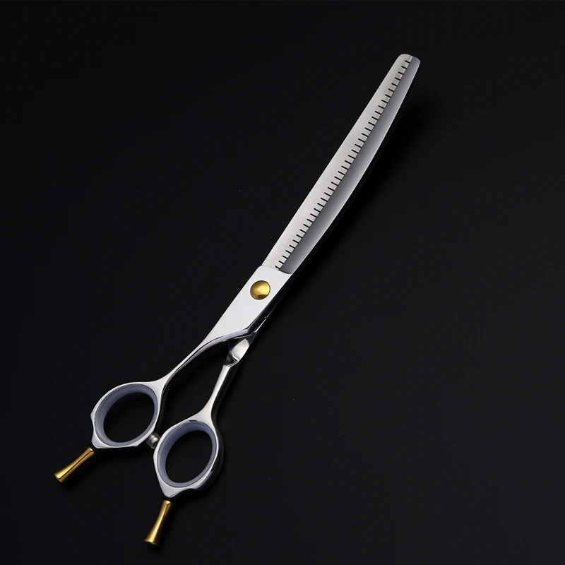 Crane 7.0 Inch 40 Teeth Professional Left Hand Dog Grooming Shears Curved Thinning Scissors For Dog Face Body Cutiing JP VG10