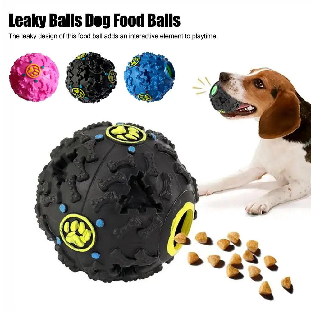 1PC Black Molars Bite Sound Toy Leaky Food Ball Dog Suitable for Large, Medium and Small Dogs Educational Toy Ball I4A3