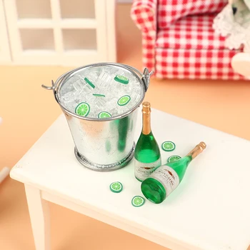 1/12 Dollhouse bira buz küpü kova seti modeli Dollhouse Mini Bar süslemeleri oyuncaklar bebekler ev aksesuarları