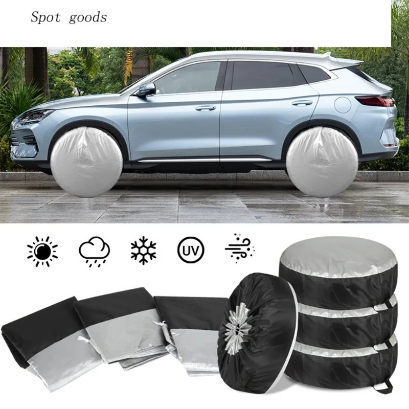 

Superior-Waterproof 4PCS Car Tire Covers Set, Dustproof RV SUV Trailer Spare Tire Storage Bag, Wheel Protector