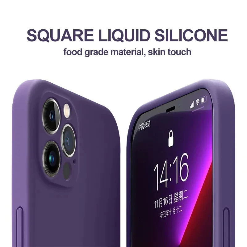 Original Liquid Silicone Cases For iPhone 15 16 13 12 11 14 Pro Max Plus Shockproof Case Luxury Antiskid Cover Phone Accessories - náhled 4