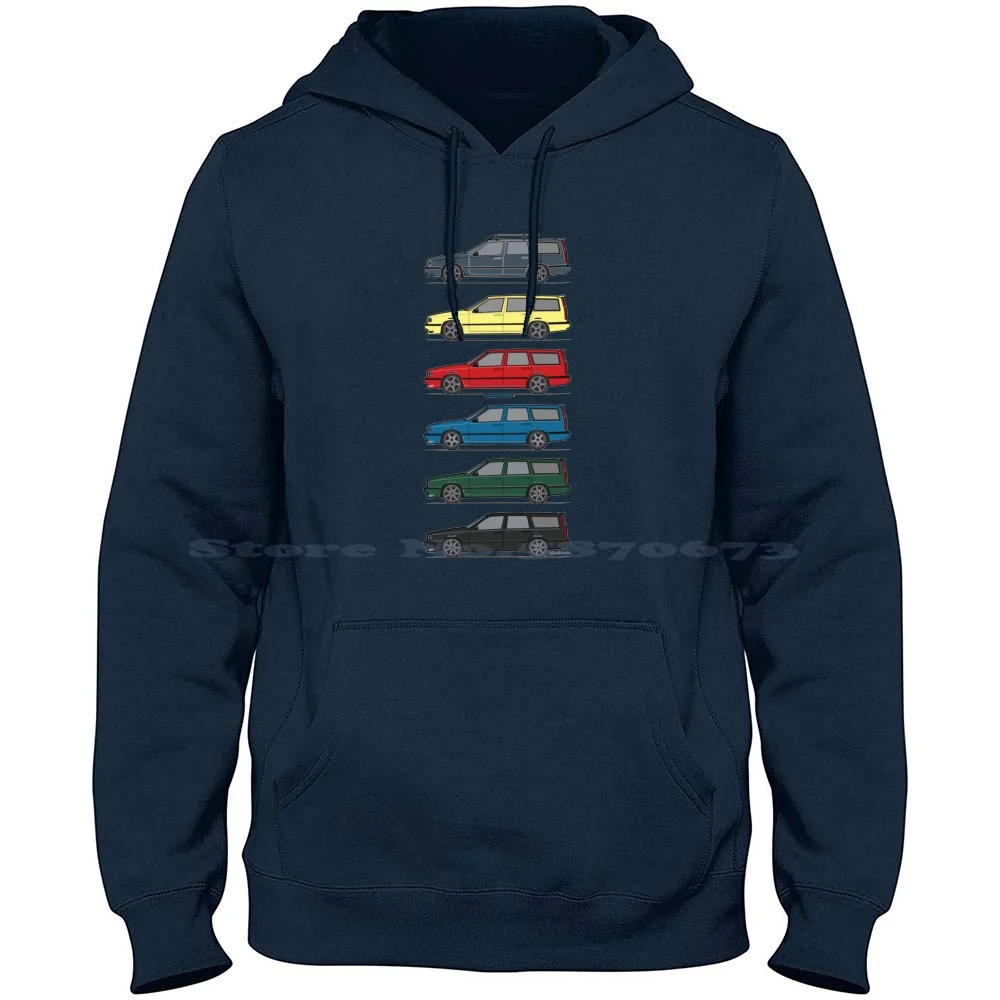 A Stack Of 850 V70 T5 Swedish Turbo Wagons Graphic Retro S-Best Retro Graphic-Cute Graphic Mens 100% Cotton Hoodie A Stack