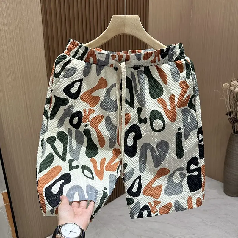 

Шикарные и модные шорты для пляжного отдыха, мужские повседневные свободные тонкие брюки в гонконгском стиле, бестселлер