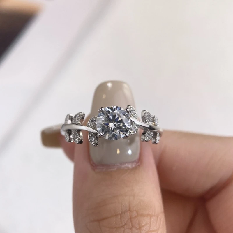 

Сертифицированное DWJ 1 карат круглое кольцо из настоящего муассанита с бриллиантами для женщин на каждый день, юбилей, настоящее серебро 925 пробы, ювелирные изделия