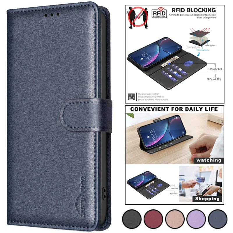 Reno14F 5G Case on For Etui OPPO Reno 14F Classic Leather Phone Case For Oppo Reno14 F 14F 5G CPH2743 RFID Blocking Wallet Cover