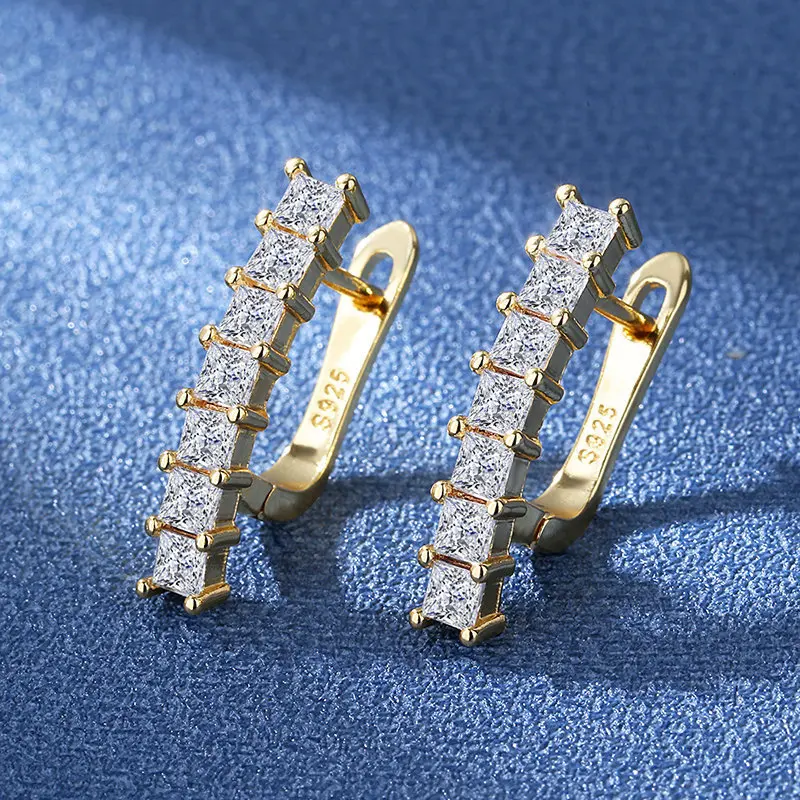 

925 Silver Earrings For Women Round Zircon Earrings Sparkling Party Wedding Sterling Silver Jewelry Gift Accessories