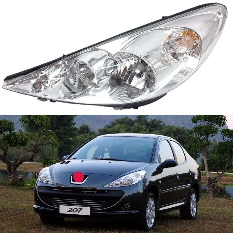 

Automotive halogen headlights For Peugeot 207 headlight assembly 2009-2013 black and white headlights high beams turn signals