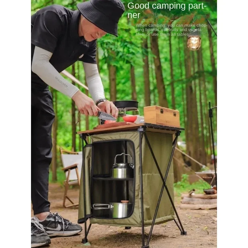 Outdoor foldable table box, table storage rack, storage box, camping movable portable dual-purpose picnic table