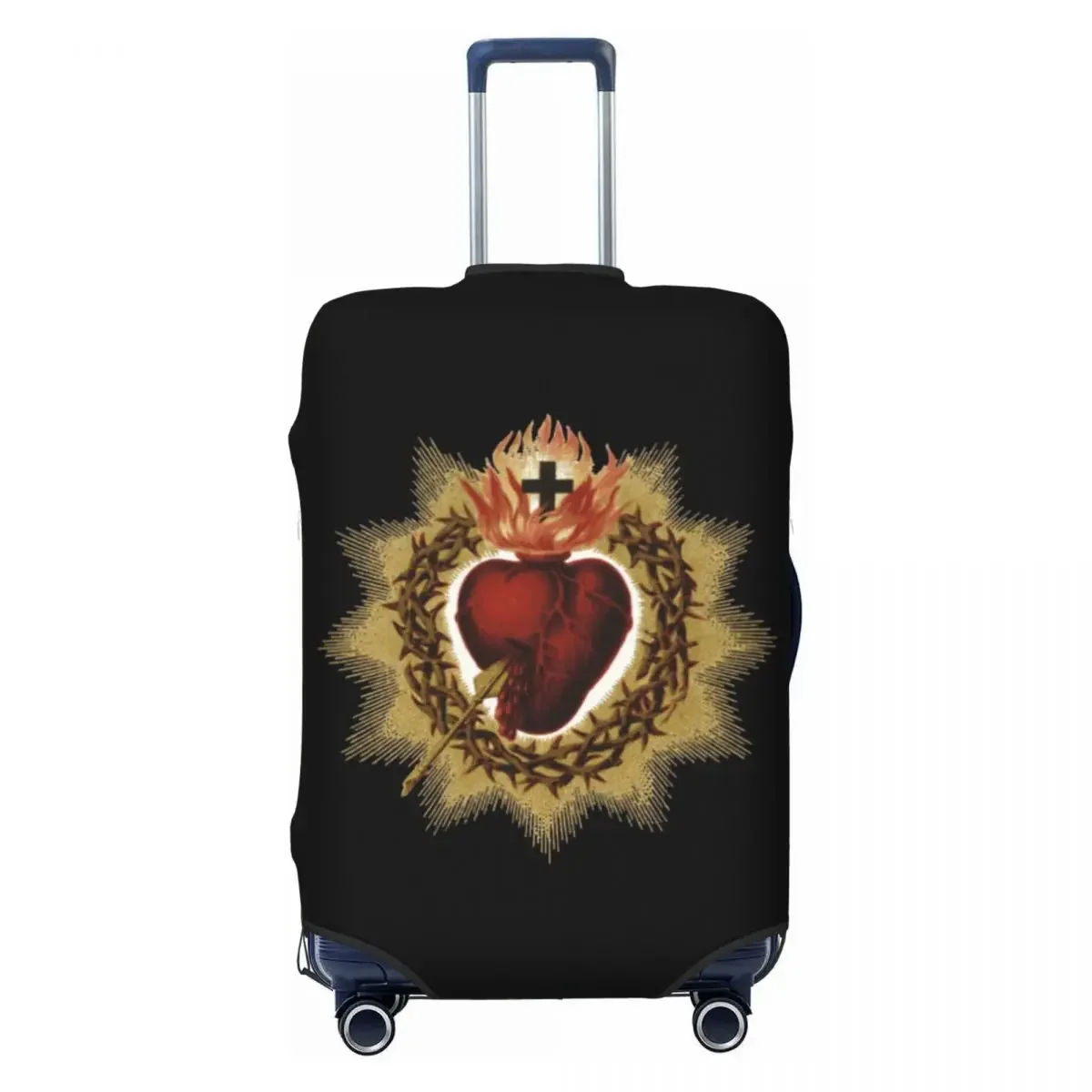 

Custom Sacred Heart Of Jesus Catholic Luggage Cover Protector Christian Faith Travel Suitcase Protective Cover for 18-32 Inch