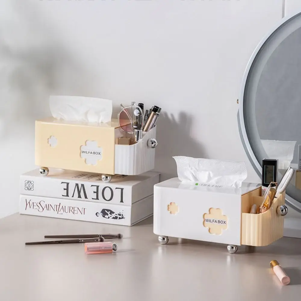 Large Capacity Desktop Storage Box with Spring Smooth Extraction Tissue Box Space Saving Plastic Napkin Dispenser Living Room