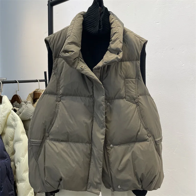 Down vest women's winter new popular Korean version loose fashion stand-up collar vest European vest short jacket