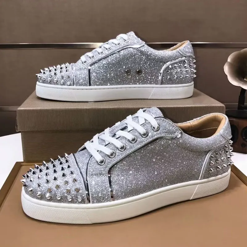 

mens fashion punk hip hop dress rivets shoes natural leather studded shoe flats platform sneakers brand designer footwear mans