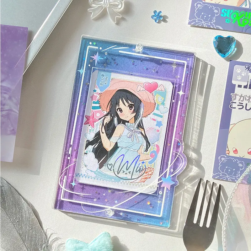 Starry Galaxy Acrylic Card Frame Badge Storage Case for 3.5" Instax Photo Display Anime Fans Postcard Collectibles