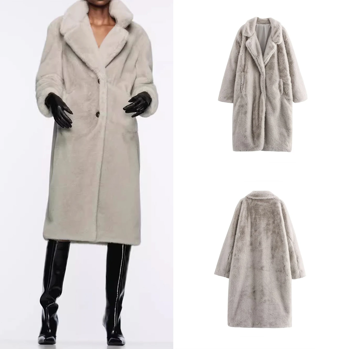 

Ele Long Women's Faionable Artificial Fur Coat Autumn 2025 Z Brand Loose Fit Long Sve European Sle